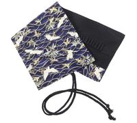 PLAFOPE Canvas Pencil Case Roll up Bag with 48 Slots, Blue Chinese Crane Design, Multifunctional Large Capacity Pen Pouch for Girls, Portable Decorative Pencil Holder for School and Travel