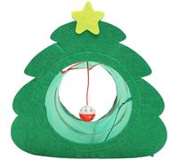 PLAFOPE Cat Tunnel Kitten Tunnel 3d Xmas Tree Shape Green Polyester Detachable Easy to Clean Cute Christmas Theme Hiding Playhouse for Cats
