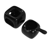 PLAFOPE Ceramic Essential Oil Burner Black, Tealight Candle Warmer for Wax Melts, Aroma Diffuser Stove for Spa and Home Use, Professional Oil Warmer for Salon and Bedroom