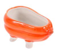 PLAFOPE Ceramic Pet Sand Bath Box Pumpkin Shape Small Orange Bathtub Hamster and Cat Cage Accessory Hedgehog