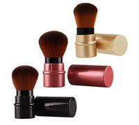 PLAFOPE Chic Fashionable 3pc Retractable Foundation Brush Set Angled Flat Top Makeup Brushes Makeup Tool for Women