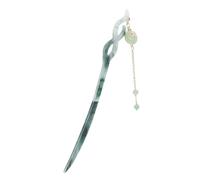 PLAFOPE Chinese Tassel Hairpin with Green Pendant Elegant Chinese Style Hair Accessories for Women Ancient Style Hanfu Hair Stick with Flower Design Traditional Asian Hairpins for Weddings