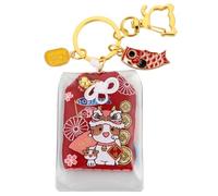 PLAFOPE Chinese Zodiac Ox Year Keychain Festive Red Fabric and Alloy Material Compact Design for Bag Or Car Key Accessory