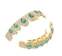 PLAFOPE Chunky Rhinestone Teeth Caps Fangs for Men Women Gothic Hip Hop Vampire Fangs Cosplay Halloween Party Accessories Top Bottom Teeth Caps