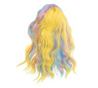 PLAFOPE Colorful Wave Cosplay Wig Shoulder Rainbow Synthetic Hair High Temperature Realistic Texture for Parties Carnivals and Daily Wear