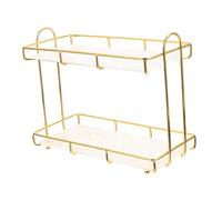 PLAFOPE Countertop Corner Storage Shelf Bathroom Organizer Rack with Double Layers Strong Bearing Capacity Makeup and Skincare Cosmetics Holder for Dressing Table and Vanity