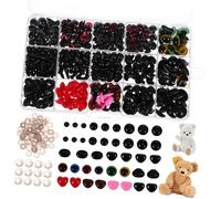 PLAFOPE Craft Doll Eyes and Noses for Stuffed Animals Safe Plastic Colored Eyes with Washers Easy to Use DIY Accessories for Crochet and Amigurumi Crafting for Handmade Dolls and Soft