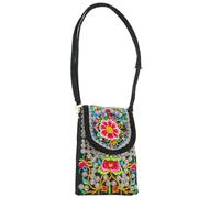 PLAFOPE Cross Body Phone Pouch Canvas Bag Traditional Ethnic Designs Delicate Embroidery Cultural Charm Not Easy to Deform Secure and Protected Women Bag Outdoor Use