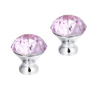 PLAFOPE Crystal Glass Diamond Pull Handle Pink 2pcs Single Hole 30mm