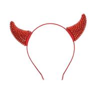 PLAFOPE Devil Horns Headband Halloween Demon Horns Headpiece Sparkling Red Rhinestone Hairband Party Costume Accessory for Women and Girls