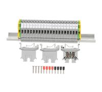 PLAFOPE Din Rail Terminal Block Kit with Ground Blocks and End Bracket Flame-retardant Material for Garage Remodeling DIY and Automation Projects Reliable Grounding Bus for Electrical