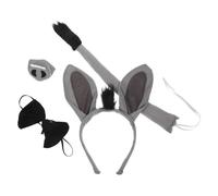 PLAFOPE Donkey Costume Headband Set 4pcs Boys and Girls Donkey Outfit Ears Nose Tail and Bowtie for Halloween Party Cosplay