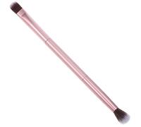 PLAFOPE Double Ended Makeup Brush for Women Dual Eyebrow and Eyeshadow Cosmetic Tool with Premium Fiber Bristles Aluminium Handle Dark Matted Golden Finish Portable for Natural Makeup Look