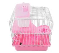 PLAFOPE Double Layer Hamster Cage Creative Design Pet Villa for Gerbils and Hamsters with Large Space, Pink Plastic and Wire Material, Provides Sleeping Area and Easy Cleaning