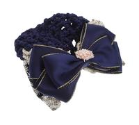 PLAFOPE Elastic Mesh Hair Bun Cover with Bowknot Clip for Women Professional Workwear Comfortable Reusable Hair Net for Secure Bun Styling in Service Roles Ballet and Formal Events Blue