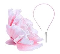 PLAFOPE Elegant Large 3d Floral Headband for Women, Pink Polyester Flower Headpiece, Resists Deformation and Fading, for Photography Props and Parties