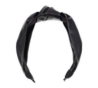 PLAFOPE Elegant Pu Leather Headband Anti Slip Headband Braid Hair Rings Black Elastic Hair Band Knot Girl Headdress Broadside Decor Band Decor