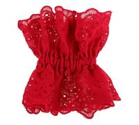 PLAFOPE Elegant Red Lace Hair Scrunchie for Women and Girls, Comfortable Fabric Material with Versatile Use, for Parties and Daily Wear, Stylish Hair Accessory