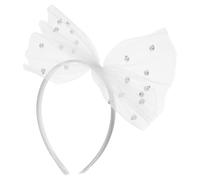 PLAFOPE Elegant White Bow Headband for Women with Mesh Material and Versatile Pairing, Gentle on Head, for Daily Wear and Holiday Parties