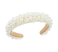 PLAFOPE Elegant White Bridal Hair Hoop with Crystal and Synthetic Pearl Decoration, Delicate Baroque Style Party Headband for Ladies, for Photo Props and Birthday Celebrations