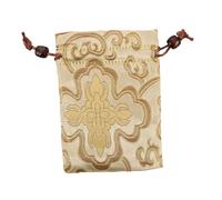 PLAFOPE Embroidered Brocade Jewelry Pouch Small Drawstring Silk Storage Bag for Tibetan Singing Bowl 10x13cm Traditional Chinese Style Wedding Party Favor Bag