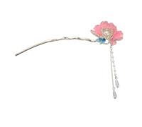 PLAFOPE Enamel Peony U Shaped Chinese Style Hair Fork for Women Vintage Enamel Finish Stable Secure Ancient Style Hairpin for Traditional Hanfu Hair Accessories Decorative for All Day Wear