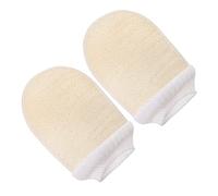 PLAFOPE Exfoliating Bath Gloves 2pcs Loofah Shower Scrubber Body Scrubbers Natural Fiber Massage Mitts for Deep Cleansing and Skin Renewal during Bathing