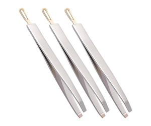 PLAFOPE Eyebrow Clips Tweezers Stainless Steel for Precise Eyebrow Shaping and Cleaning that Do Not Hurt Eyelids 3pcs Portable Brow Grooming Tools Silver