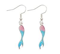 PLAFOPE Fishtail Earrings Easy to Match and Comfortable 1 Pair for Women Gradient Opal Chic Long Style Alloy Drop Earrings for Daily Life and Balls