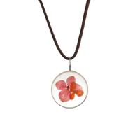 PLAFOPE Flowers Hydrangea Skin Preserved Flower Necklace for in Resin, Comfortable Touching Oval Red Pendant Necklace with Real Dried Summer Women Picnic