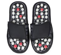PLAFOPE Foot Massage Slippers with Acupuncture Pressure Points Black Summer Indoor Slippers for Home Use Size 42-43