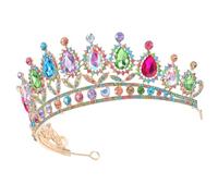 PLAFOPE Glass Crystal Bridal Crown Headband for Women Lightweight Comfort with Alloy Frame Versatile Use for Photography Sessions and Parties