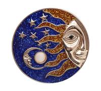 PLAFOPE God of Sun Brooch, Brooch Clothes Accessory, Alloy, Blue, Fine Workmanship, for Performance and Party, Gift for Daughters and Friends