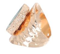 PLAFOPE Gold Plated Green Natural Crystal Ring for Women, Irregular Raw Stone Statement Jewelry, Delicate Party Finger Accessory