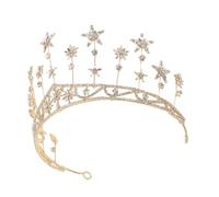 PLAFOPE Gold Star Crystal Crown Hairpin Elegant Bridal Hair Accessory for Weddings Parties and Special Occasions Delicate Design with Sparkling Diamonds