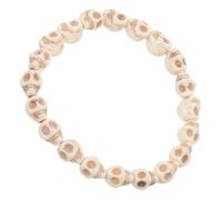 PLAFOPE Gothic Skeleton Bracelet for Women with Beige White Turquoise Stone Beads, Punk Style Skull Head Wristband Featuring Unique Design and Halloween Cosplay Prop Accessory