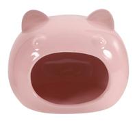 PLAFOPE Hamster Hideout Pink Colour with Cartoon Shape Ceramic Cooling and Decorative Hideout Bed to Sleep and Hide for Small Pets Suitable for Hamsters and Guinea Pigs
