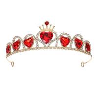 PLAFOPE Handmade Copper Bridal Crown Headband, Orange Heart Wedding Tiara for Bride, Small Decorative Crown Hairband for Wedding and Party