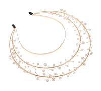 PLAFOPE Handmade Pearl Crown Headpiece Lightweight Tiara for Women Wedding Party Banquet Decorative Lolita Goddess Headband