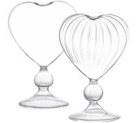PLAFOPE Heart Shape Cocktail Glass Set 2 Pcs 7.1Oz & 6.1Oz Stylish Wine Goblets for Parties Weddings Home Bar Durable Glassware