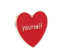 PLAFOPE Heart Shaped Enamel Lapel Pin Adorable Alloy Badge for Purse and Jeans Decoration with English Word Shape