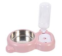 PLAFOPE Indoor Pet Feeder Bowl for Cats and Dogs with Stainless Steel Construction and Water Bottle, Non-slip Design Protecting Pet's Neck Health for Household Use