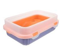 PLAFOPE Indoor Tortoise Tank with Multi-platform Turtle Habitat for Resting Sunning Feeding and Swimming Escape-preventive Design with Feeding Trough and Slippery Slope Small Orange-blue