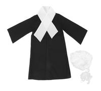 PLAFOPE Judge Costume Set Wig and Robe for Boys and, White False Collar and Accessories for School Plays and Themed Parties