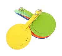 PLAFOPE Leather Luggage Tags Suitcase Tags Round 4 Pcs Multicolour with Strap Connector Waterproof and Write Name Features for Travel Suitcase and Luggage