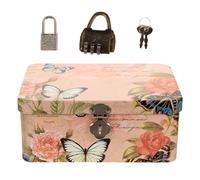 PLAFOPE Lockable Iron Storage Box with Combination Code Lock Case for Cosmetics Candy Keys and Small Items Compact Desktop Organizer Portable Travel-friendly Design