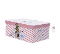 PLAFOPE Lockable Tinplate Cosmetics Storage Box, Pink Tabletop Organiser for Small Toys and Bracelets, Suitable for Hotel or Bathroom Decorating Use