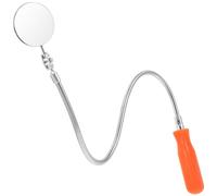 PLAFOPE Long Handle and Built-in LED Light Vehicle Inspection Mirror with 360 Degree Foldable Design Stainless Steel Round Mechanics Mirror for Checking Under Vehicles and Automotive