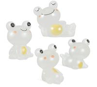 PLAFOPE Luminous Resin Frog Figurines 4 Pcs Garden Ornaments Green