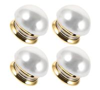 PLAFOPE Magnetic Dress Button Cover 4pcs White - No-sew Pearl Button, Brooch Pins for Women’s Clothing Modesty and V-neck Tops
